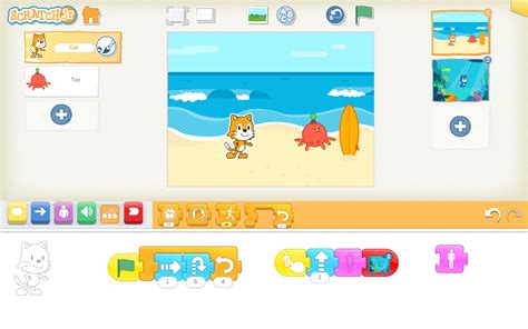 Children snap together graphical programming blocks to make characters move, jump, dance, and sing. . Scratchjr download